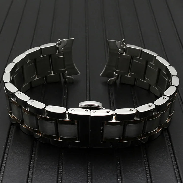 12/13/14/15/16/17/18/19/20/21/22/23/24mm Curved End Universal Strap Solid Stainless Steel Watch Bands for Tissot Butterfly Clasp