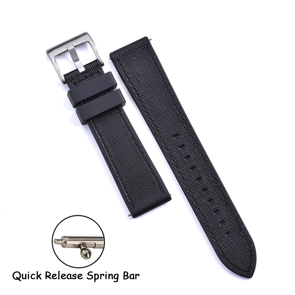 FKM Rubber Strap 20mm22mm Leather Qucik Release Watch Band Universal Women Men Watch Accessories for Omega Seiko Sports Bracelet
