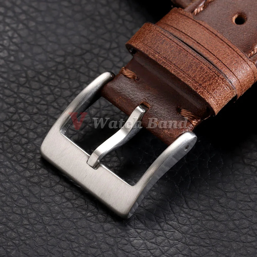 Genuine Cowhide Leather Watch Strap – 18/20/22mm, Soft & Breathable