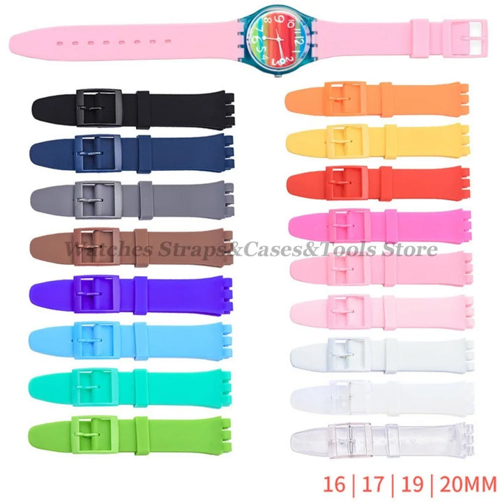 Soft Silicone Rubber Watch Band 16–20mm for Swatch (Sports Replacement)