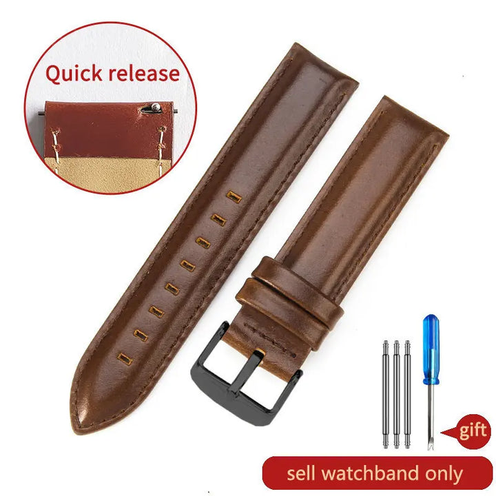 DW Classic Genuine Leather Watch Strap – 14–22mm, Waterproof & Soft
