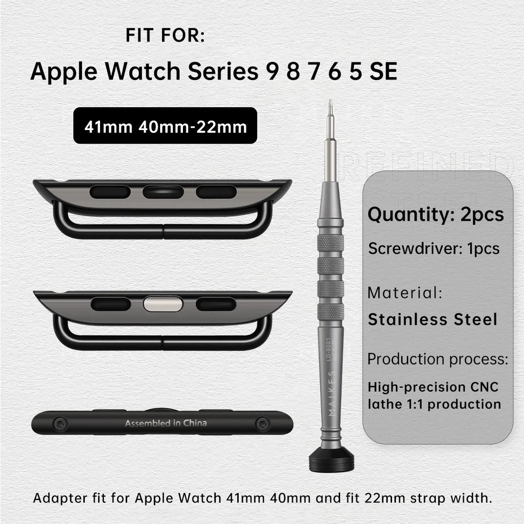 2pcs Stainless Steel Adapter For Apple Watch Ultra 2 49mm Strap, Series 9 8 7 SE 45mm 44mm 41mm 40mm Apple Watch Band Connector