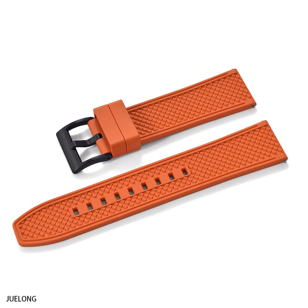 HAISCH Bullet-Shaped FKM Rubber Watch Strap – 18-24mm, Quick Release, Waterproof