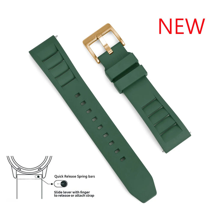 Premium Fluoro Rubber Watch Band Quick Release FKM Rubber Watch Strap 20mm 22mm Watch Strap Watch Replacement Watchband