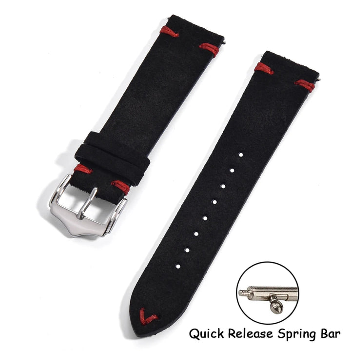 Vintage Suede Leather Watch Strap – 20-22mm Quick Release