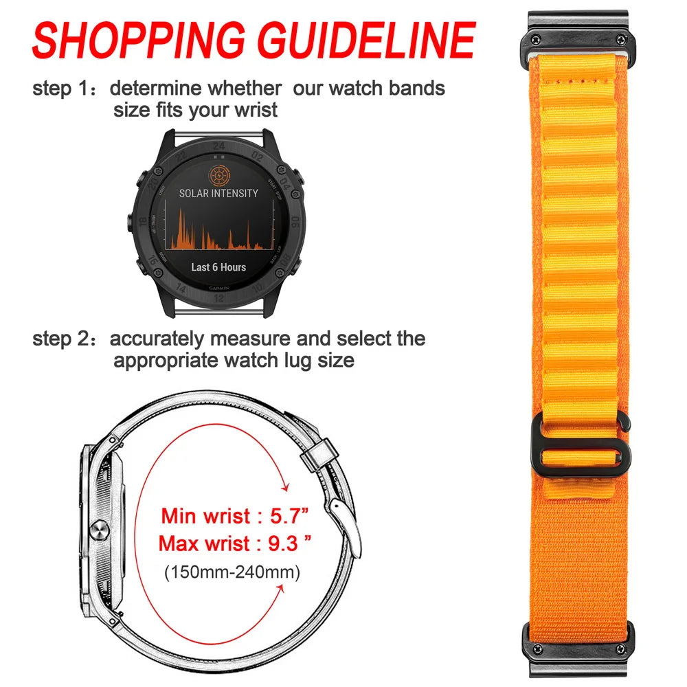 HEMSUT Nylon Quickfit Watch Band for Garmin (20-26mm)