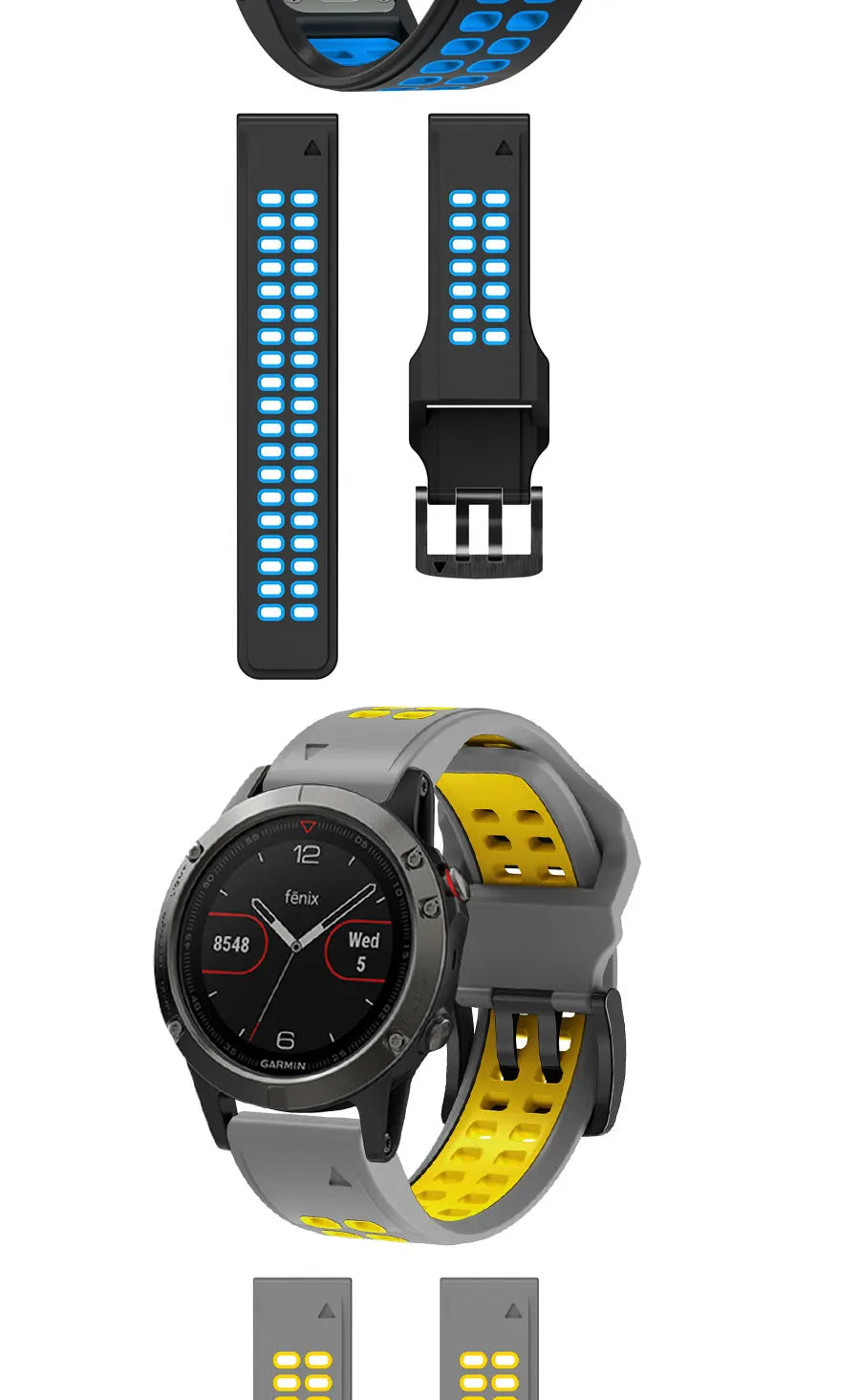 Quick-Release Silicone Strap for Garmin Fenix & Forerunner (22-26mm)