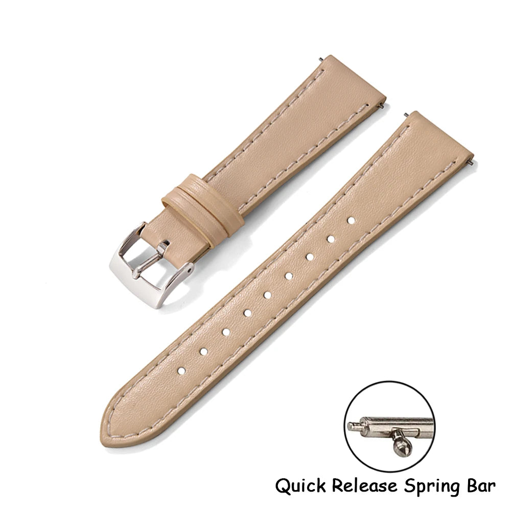 Ultra-Thin Quick Release Leather Watch Strap (20-22mm)