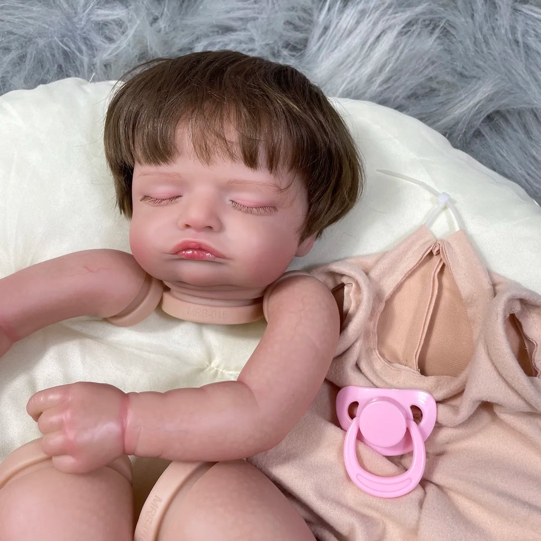 19″ Rosalie 3D Painted Reborn Baby Doll Kit – Unfinished Vinyl Parts with Hand‑Rooted Hair