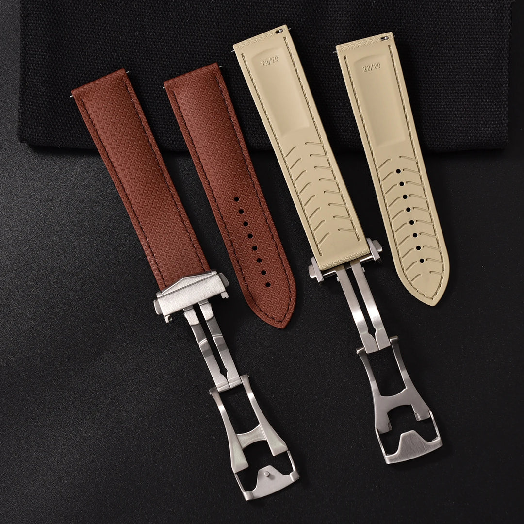 NATOBELT New Design FKM Rubber Watch Strap 20mm 22mm Folding Pin Buckle Quick Release For Omega X Swatch MoonSwatch Seiko