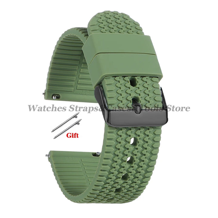 Soft Silicone Rubber Watch Band 18–24mm for Omega & Huawei (Quick