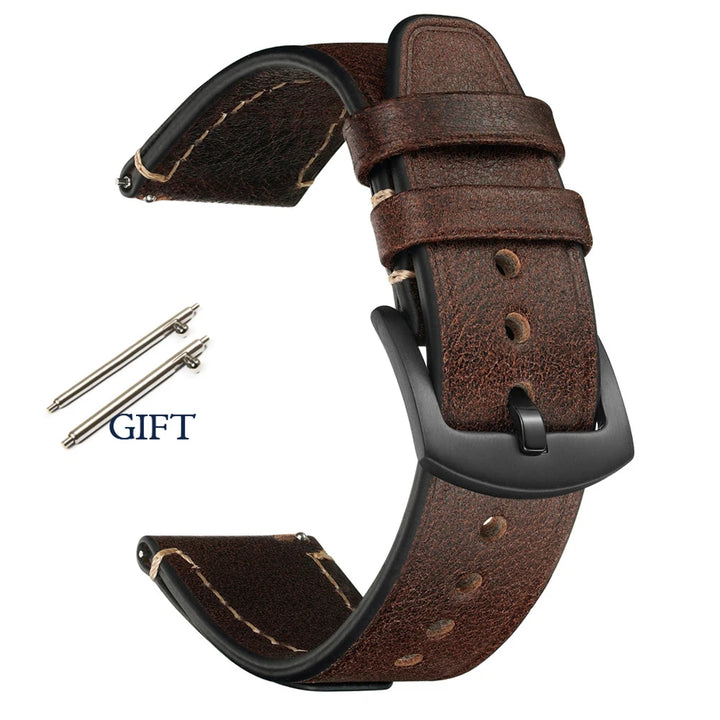 Retro Genuine Leather Watch Strap – 18-22mm for Seiko SNXS79 & Rolex Oyster