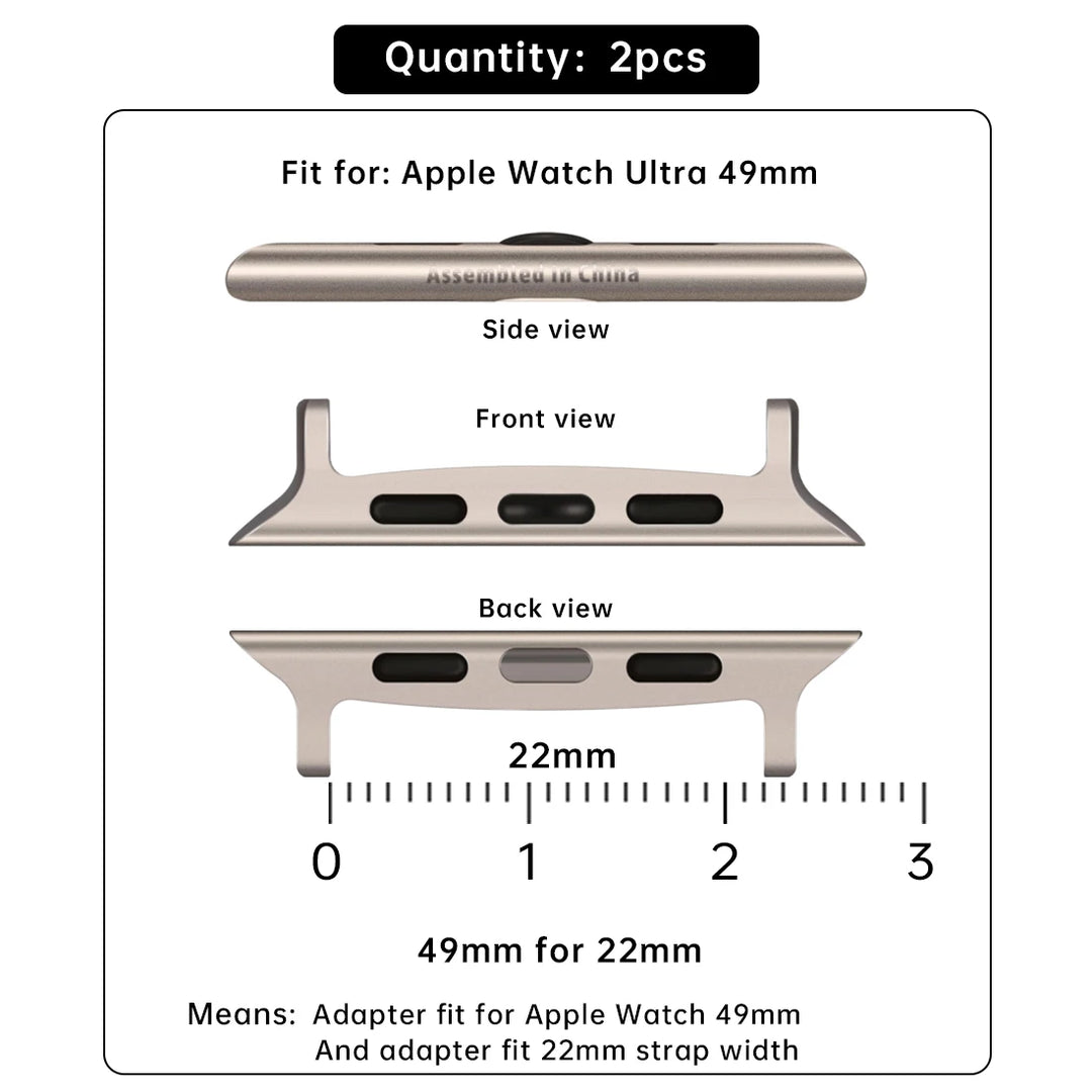 2pcs Apple Watch Ultra 49mm Adapter For Apple Watch Strap Series 9 8 7 SE 45mm 44mm 41mm 40mm Band Stainless Steel Connector
