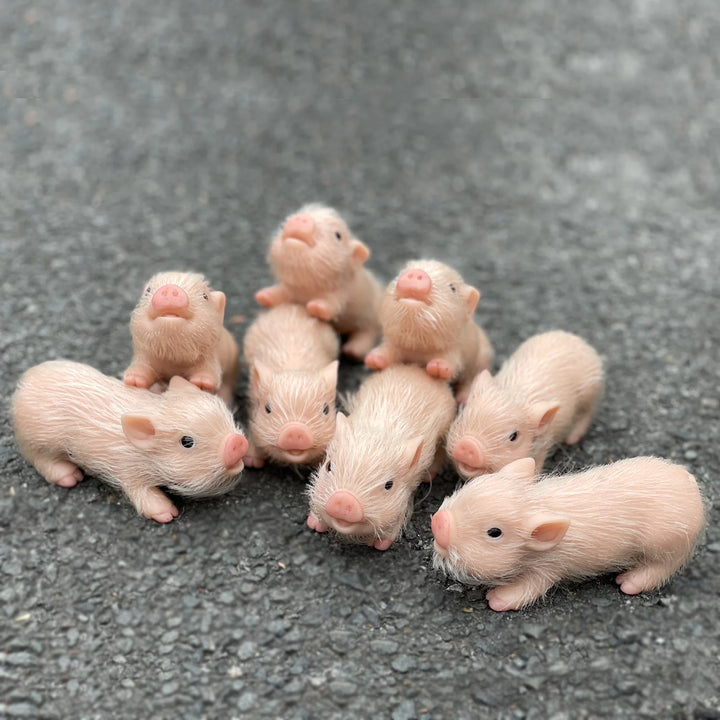 12 cm Mini Silicone Reborn Piglet Doll + 3 Outfits