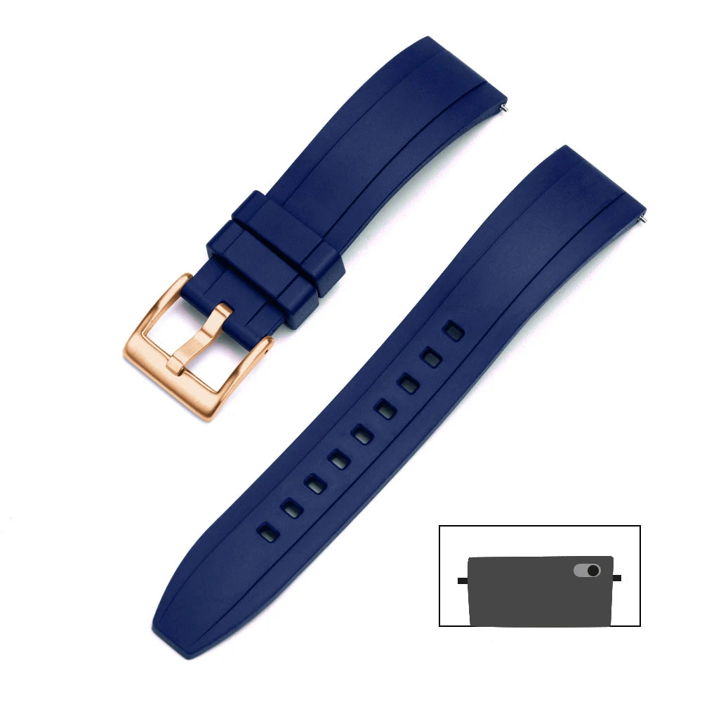 Universal FKM Rubber Watch Strap – 20–24mm Waterproof Sport Band for Rolex, Omega, Armani & Seiko