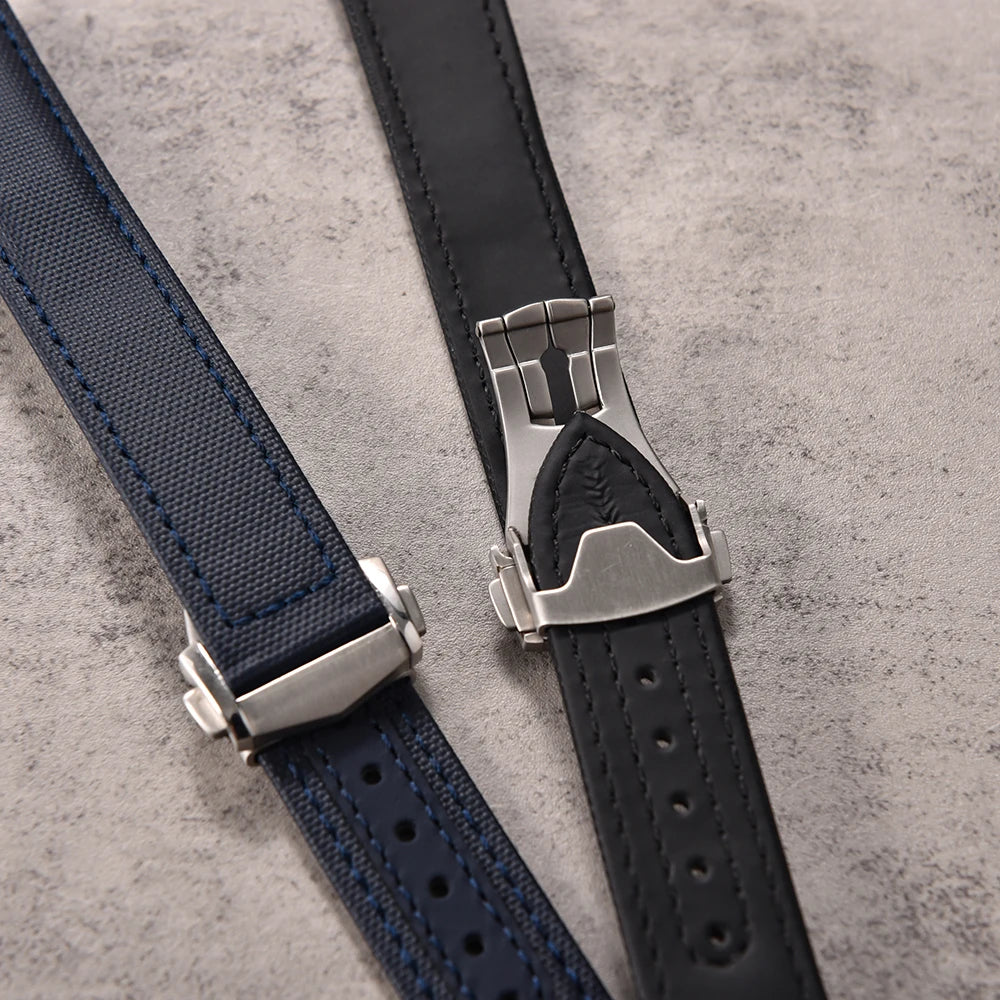 Sailcloth Nylon Watch Band 20mm 22mm Leather Sailcloth Strap For Omega Seamaster  Swatch Folding Buckle Band Universal Bracelet