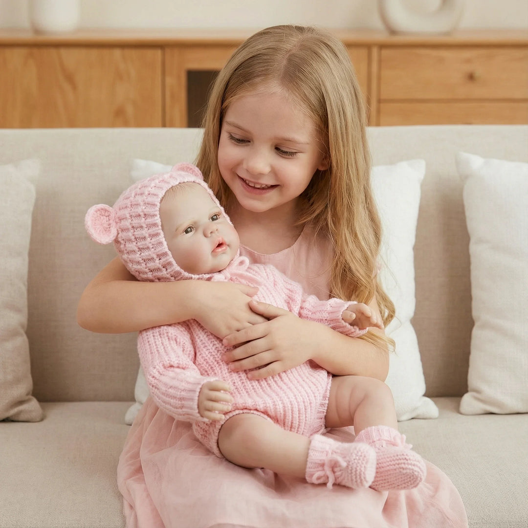 NPK 19inch Small Awake Pickle Reborn Baby Doll with 3D Skin And Multiple Layers Painting - Lifelike Newborn Soft Cloth Body Doll