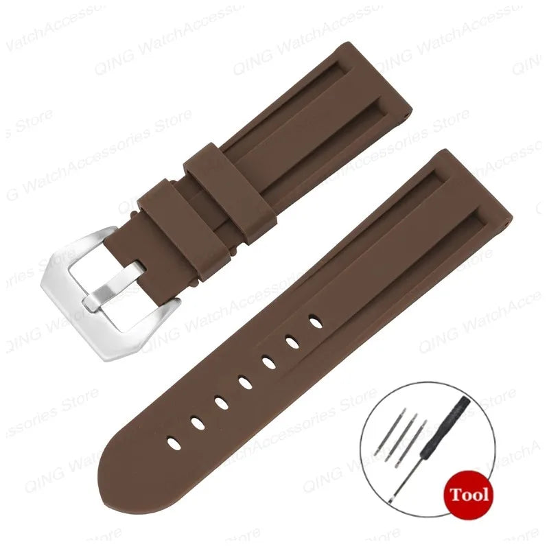 Panerai Silicone Watch Strap – 20–26mm, Waterproof Rubber Band