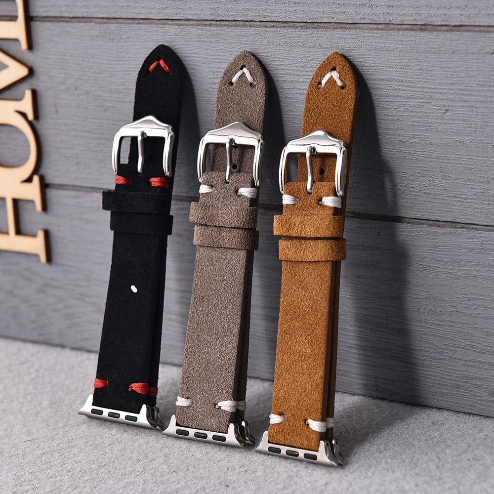 Suede Leather Strap for Apple Watch Band 49mm 44mm 41mm 42mm 38mm 46mm Bracelet Men Women iWatch Ultra Series 2 10 9 8 7 SE 5 4
