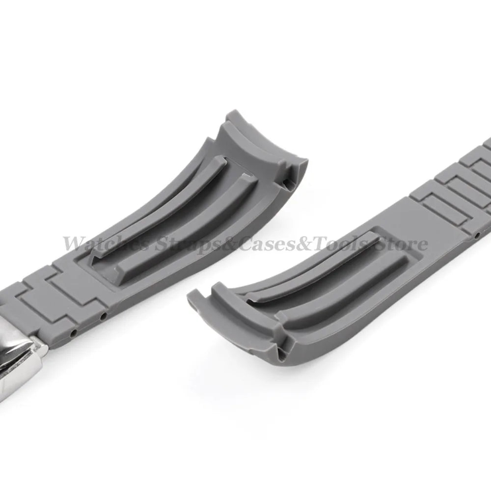 Curved End Silicone Rubber Watch Band 20–22mm for Rolex Water Ghost