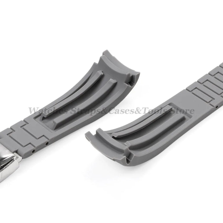 Curved End Silicone Rubber Watch Band 20–22mm for Rolex Water Ghost