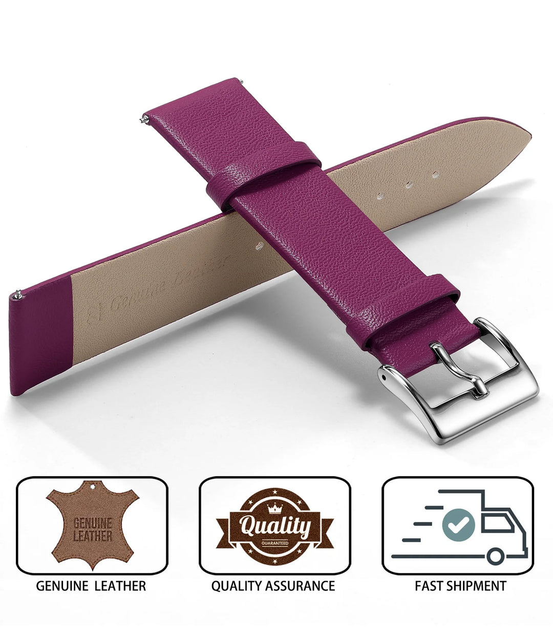 Minimalist Leather Watch Strap 12–22mm