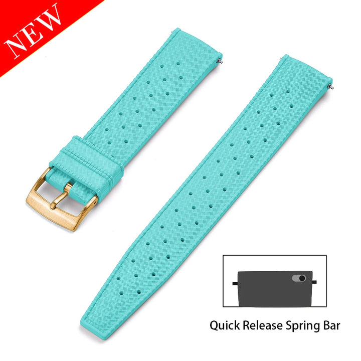 JUELONG PFAS-Approved Quick Release Tropical FKM Rubber Watch Strap 18-19-20-21-22-23-24mm Perfect Fit Flat End Universal Bands