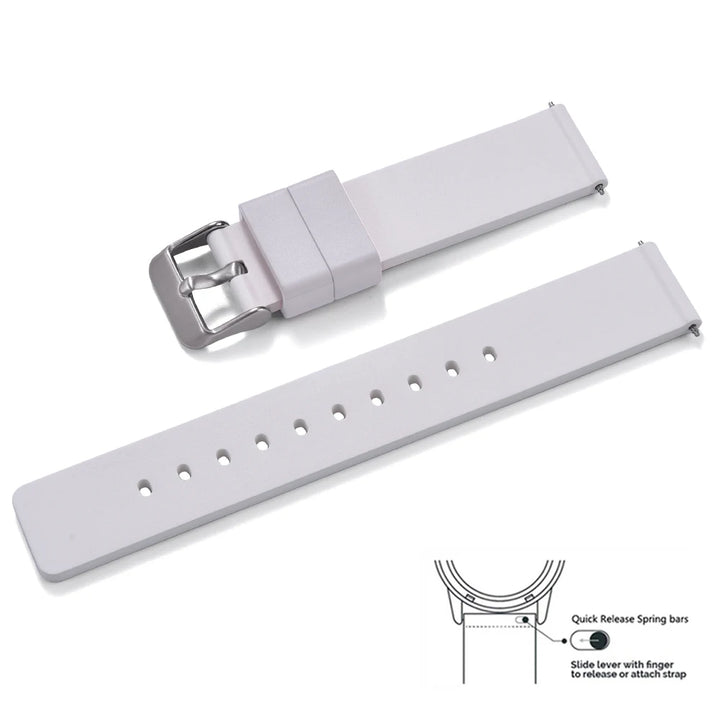 Premium Grade Flat Smooth FKM Rubber Watch Strap 16mm 18mm 20mm 22mm 24mm Soft Quick Release Rubber Watch Bands