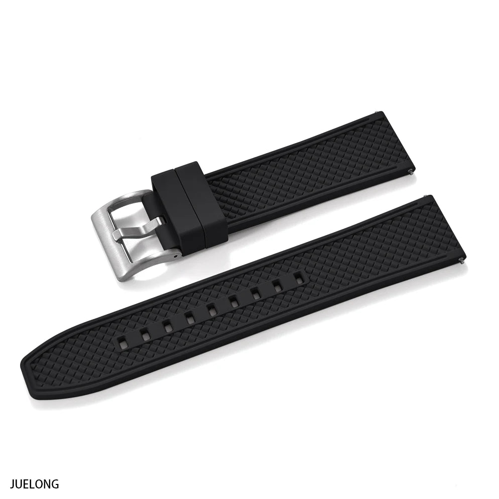 HAISCH Bullet-Shaped FKM Rubber Watch Strap – 18-24mm, Quick Release, Waterproof