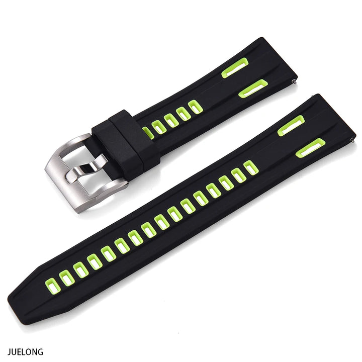 JUELONG Dual Color High-Density Silicone Watch Strap 20/22mm Quick Release