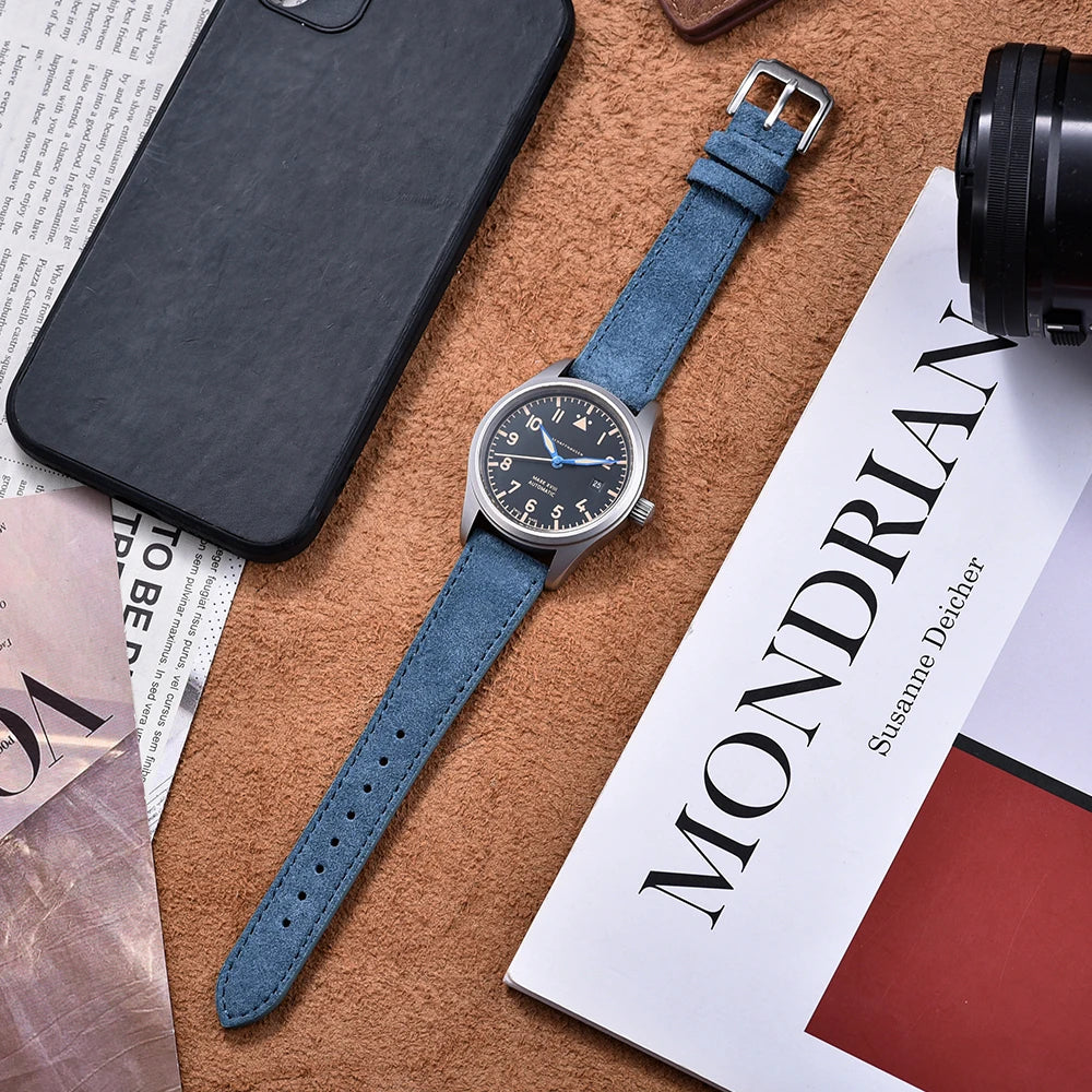 NATOBELT 18–22mm Classic Suede Leather Watch Strap – Vintage Quick Release Band