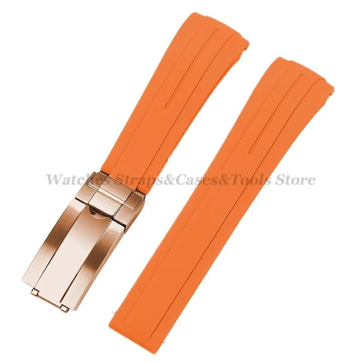 Curved Rubber Watch Strap for Rolex Daytona/Submariner – 20–22mm, Silicone