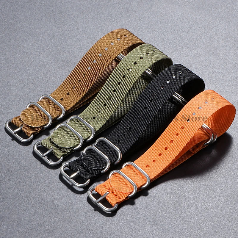 Sailcloth Nylon Watch Strap with Ring Buckle (18–24mm)