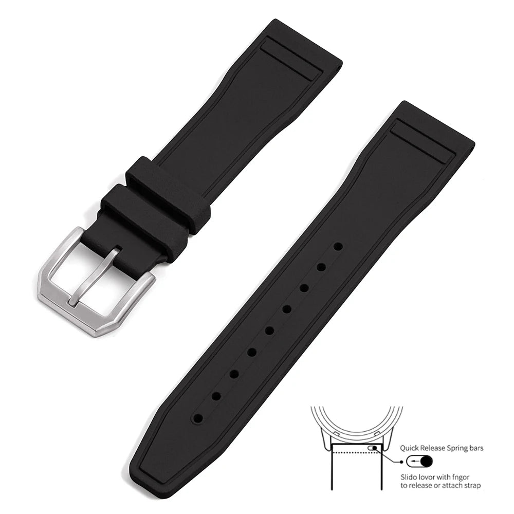 Premium Grade Fluororubber FKM 20mm 21mm 22mm Watch Strap Diving Waterproof Quick Release Watchbands