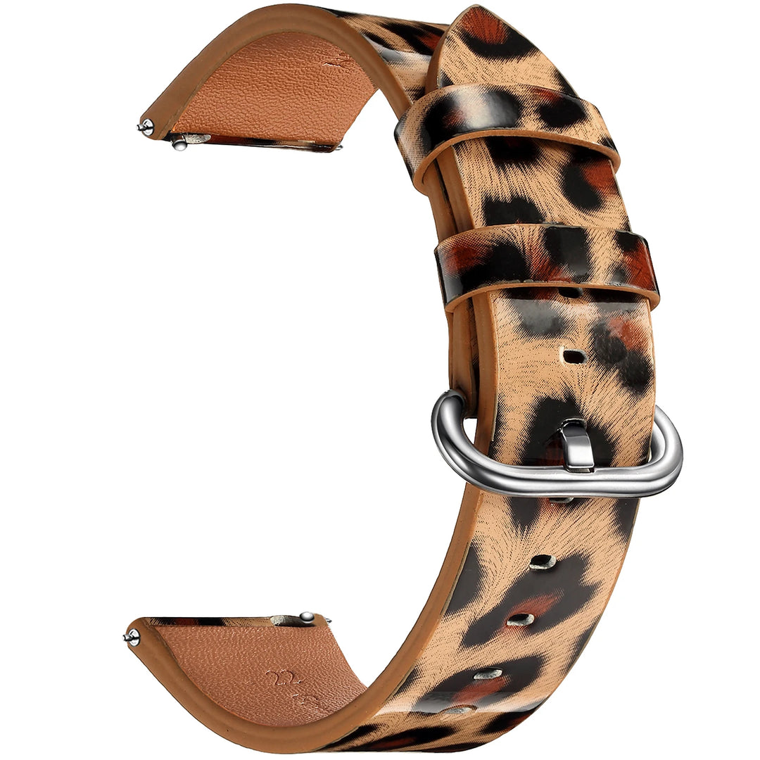 Leopard Print Leather Watch Strap 20/22mm (Quick Release)