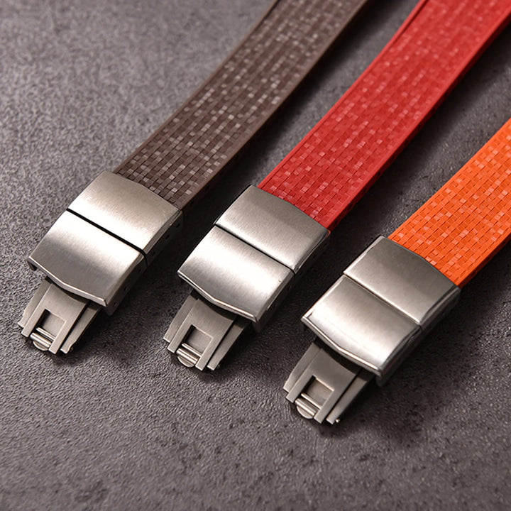 JUELONG Mosaic FKM Rubber CTS Strap 20mm 22mm Quick Release Spring Clasp For Perfect Fit Flat End Universal Watch Straps