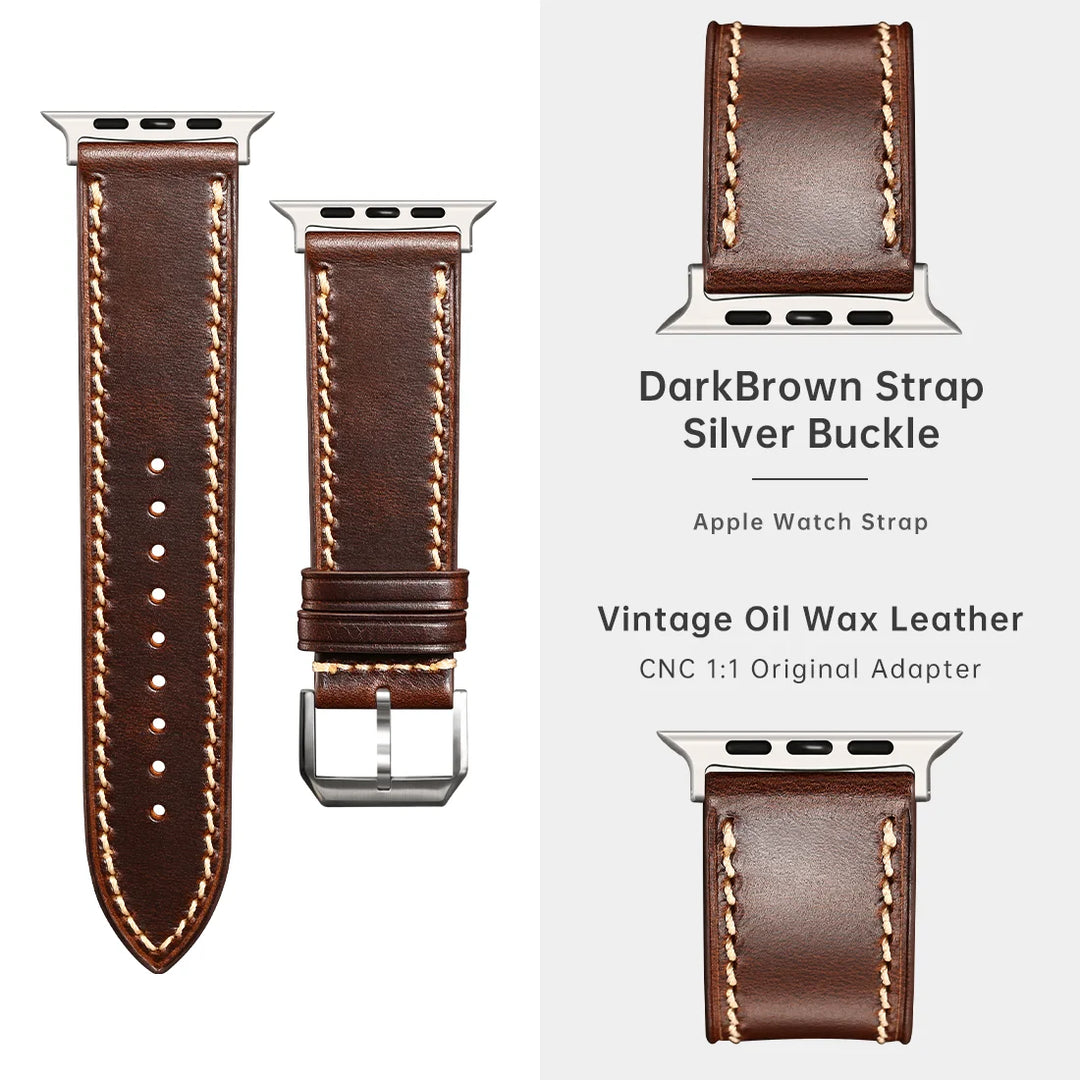 Apple Watch Luxury Cow Leather Strap For Ultra 2 49mm Band Series 9 8 7 6 5 SE 45mm 44mm 41mm 40mm Handmade Watchbands