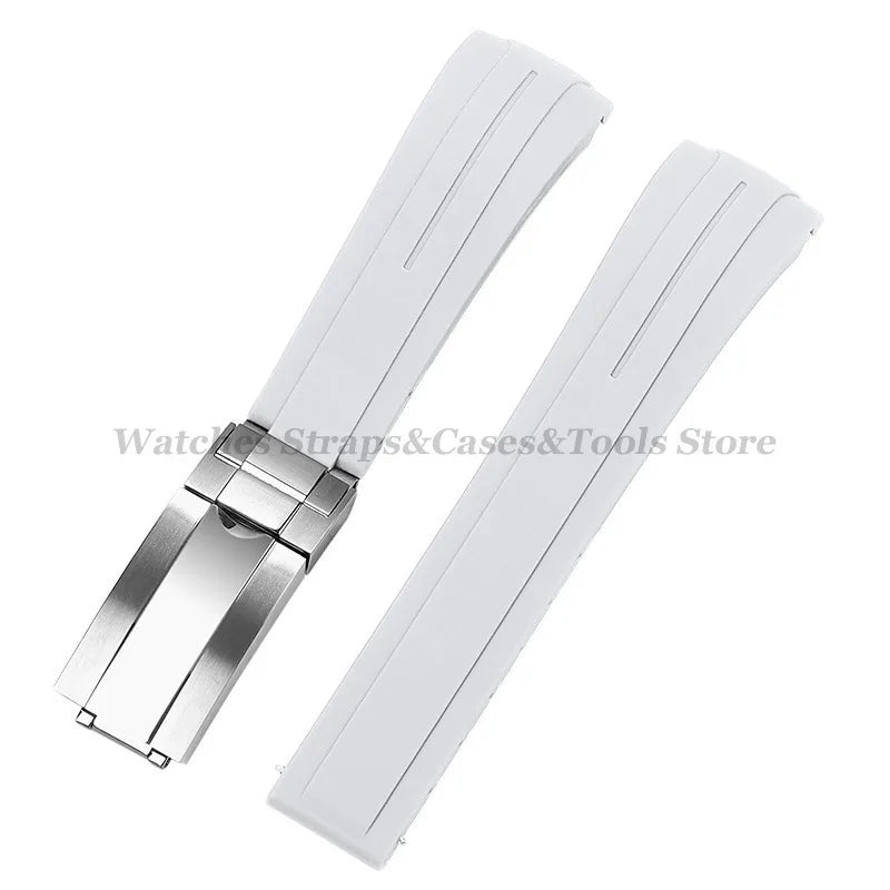 Curved Rubber Watch Strap for Rolex Daytona/Submariner – 20–22mm, Silicone