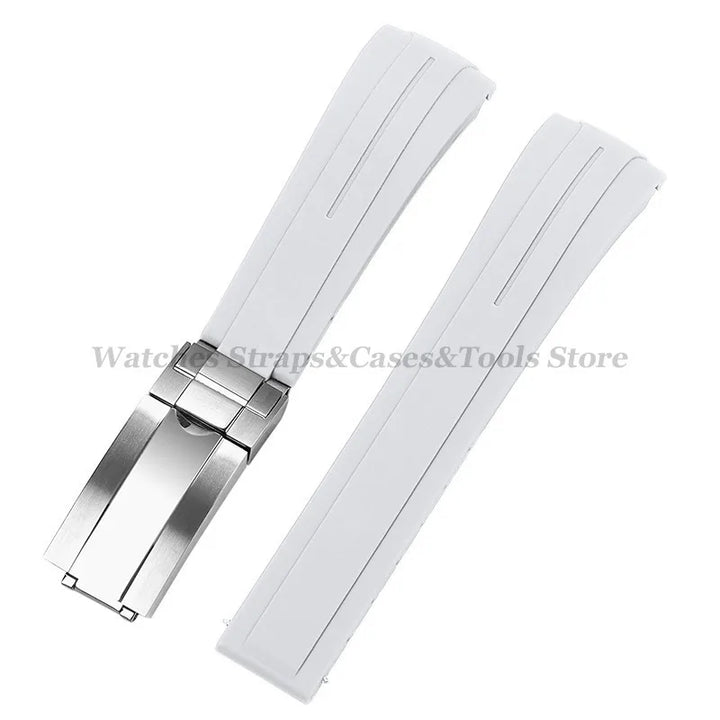 Curved Rubber Watch Strap for Rolex Daytona/Submariner – 20–22mm, Silicone