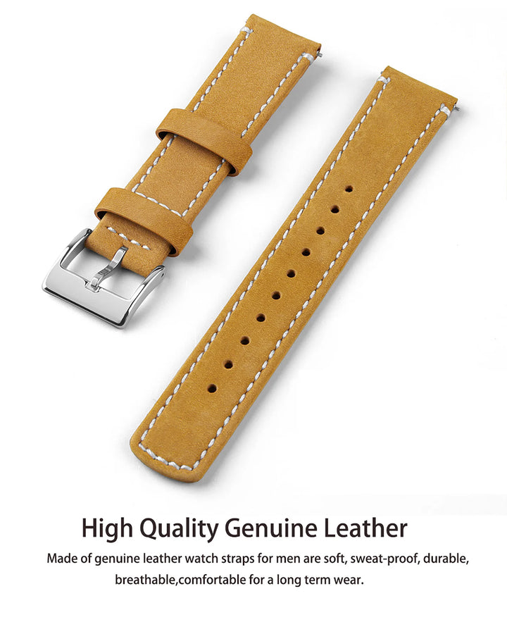 Top Grain Genuine Leather Quick Release Watch Band 20–22mm for Samsung Galaxy Watch