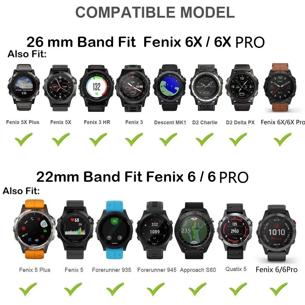 Silicone Watch Strap for Garmin Fenix & Epix Series – 20/22/26mm