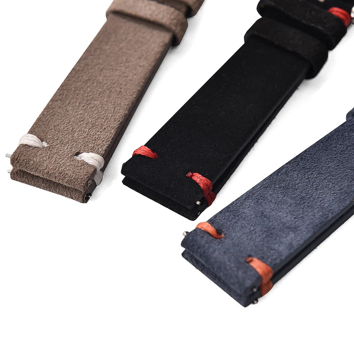 Vintage Suede Leather Quick Release Watch Strap – 20/22mm Brown/Grey