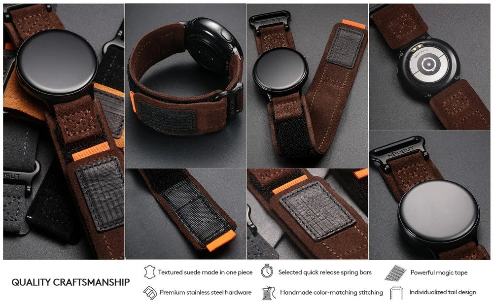 Hemsut Genuine Leather Watch Strap – 20/22mm for Samsung Galaxy