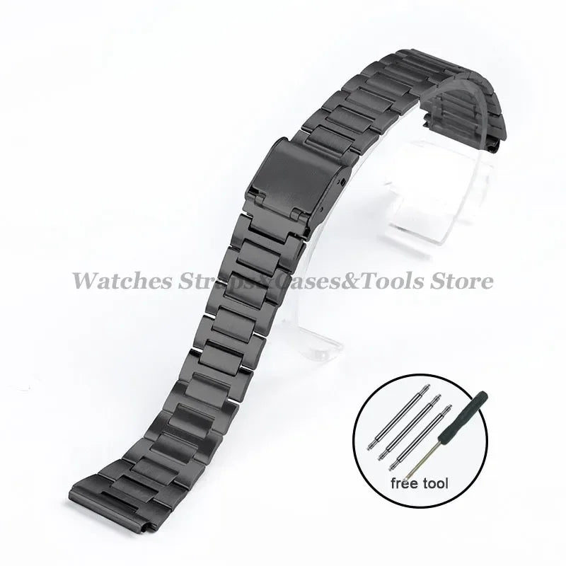 18mm For Casio A158W Watchband Stainless Steel Watch Strap for F-91W/F105/108/A158/168 AE1200/1300 Metal Small Watch Steel Band