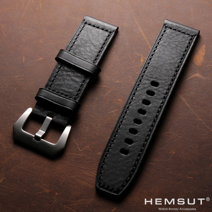 HEMSUT Genuine Leather Watch Band – Retro Handmade Cowhide (20-26mm)