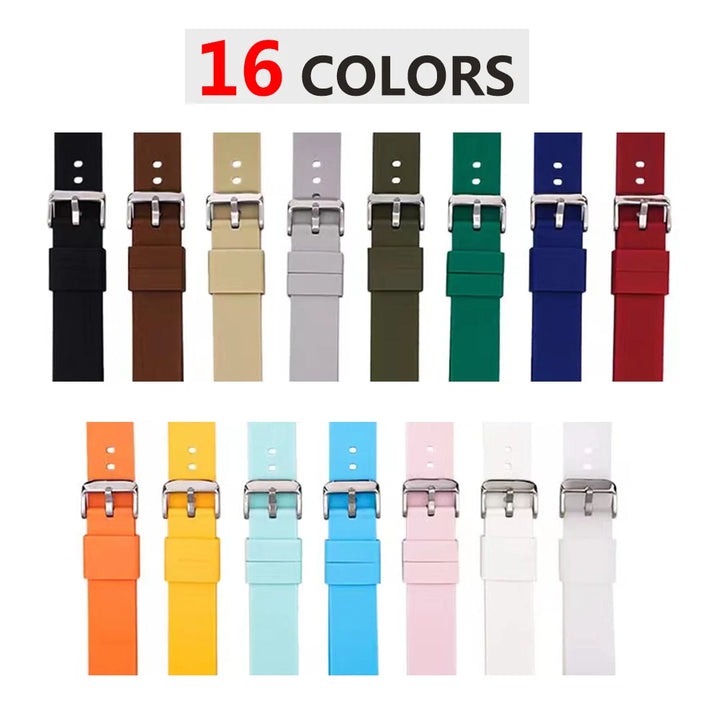 Fashion Silicone Watch Straps – Multiple Colors (14–24mm)