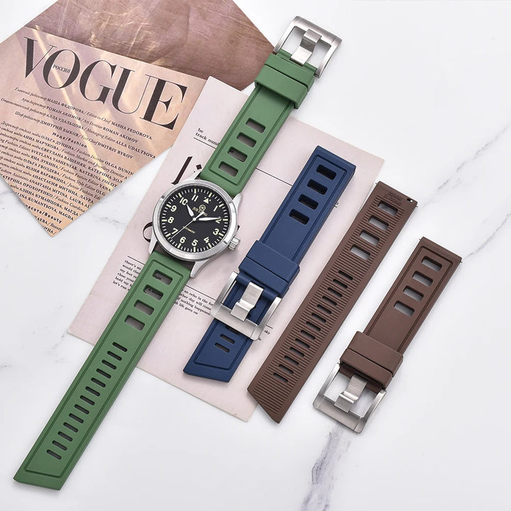 New Design SOFO Fluororubber FKM Watch Strap 20mm 22mm Waterproof Quick Release Watchbands For Each Brand Diving Watches