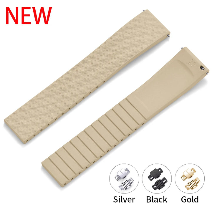 JUELONG CTS Fluororubber Watch Strap 18mm 19mm 20mm 22mm New Quick Release Butterfly Buckle Watch Band FKM Strap For Cut To Size