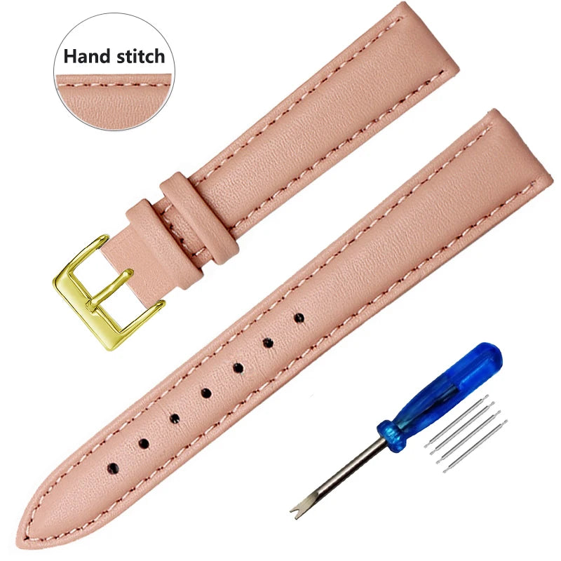 Genuine Leather Watch Strap – Smooth Finish (SS Buckle, 12–22mm)