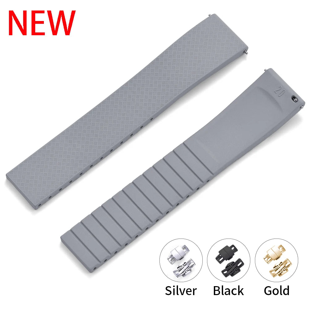 JUELONG CTS Fluororubber Watch Strap 18mm 19mm 20mm 22mm New Quick Release Butterfly Buckle Watch Band FKM Strap For Cut To Size